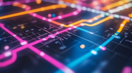 Neon City Map Lines and Symbols