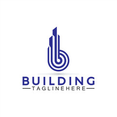Fototapeta premium initial B with building vector logo design. Letter B logo formed building symbol