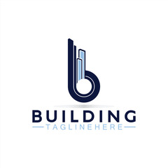 initial B with building vector logo design. Letter B logo formed building symbol