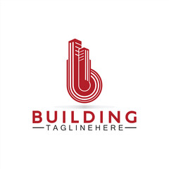 initial B with building vector logo design. Letter B logo formed building symbol