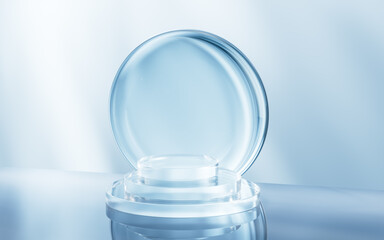 Transparent glass stage background, 3d rendering.