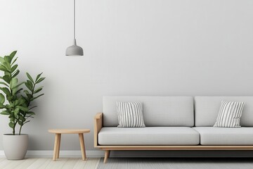 Scandinavianstyle living room with natural wood accents, minimalist decor,