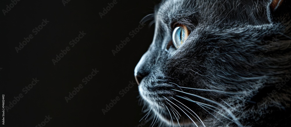 Poster cat portrait close up of a cat s face adorable feline. copy space image. place for adding text and d