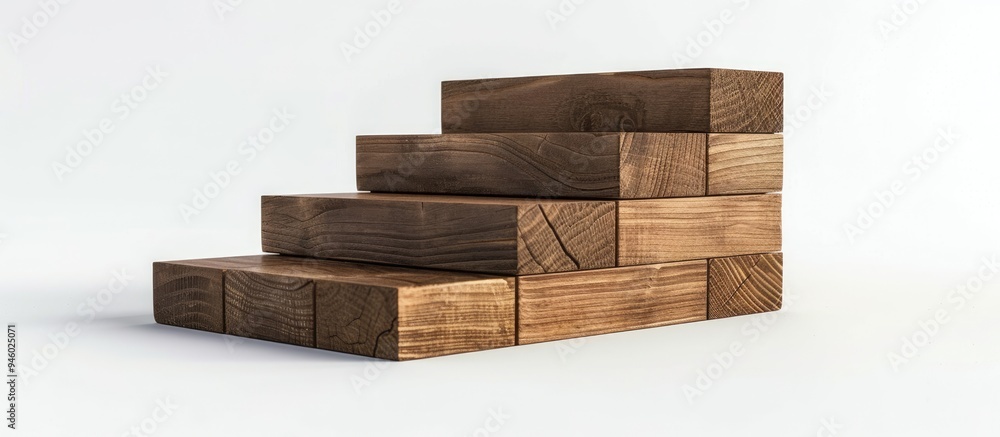 Aufkleber wood block stacking as a step staircase represents a business concept for achieving growth and succe