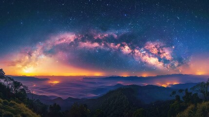 Fototapeta premium Milky Way Over Mountains