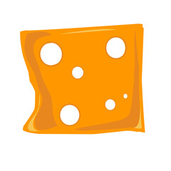 vector clipart illustration of one sheet of yellow cheeddar cheese