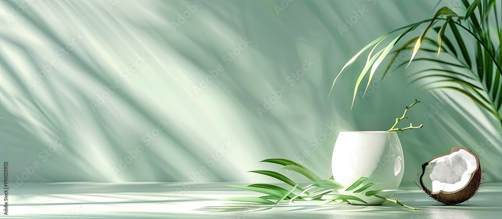 Aufkleber coconut plant based milk. copy space image. place for adding text and design