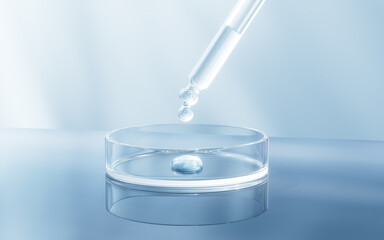Liquid dropper and chemical culture dish, 3d rendering.