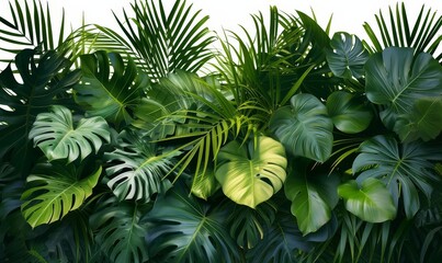 Tropical leaves foliage plant jungle bush floral, PNG, Generative AI