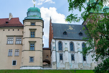 Ancient facade of the building Wawel Castle City of Krakow Poland