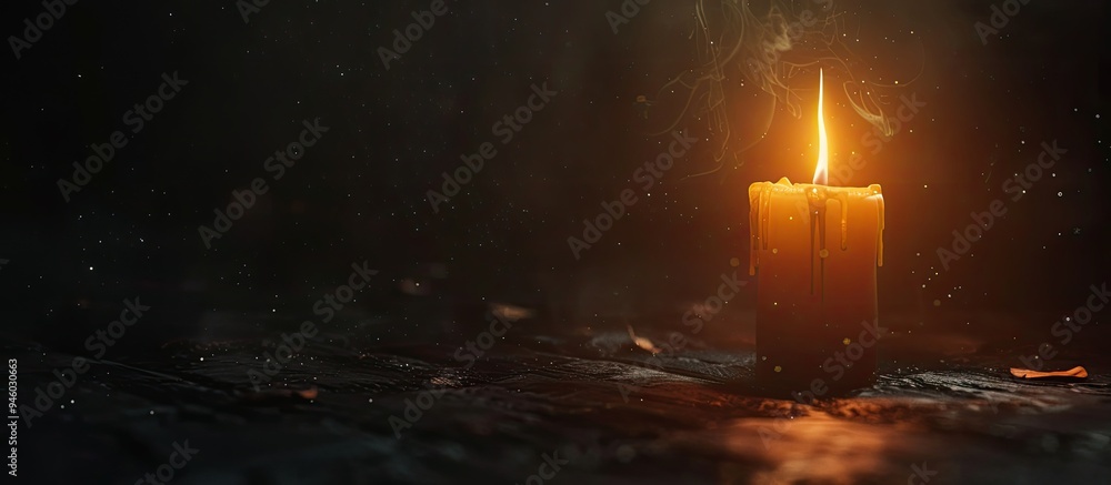 Poster candlelight in the darkness. copy space image. place for adding text and design