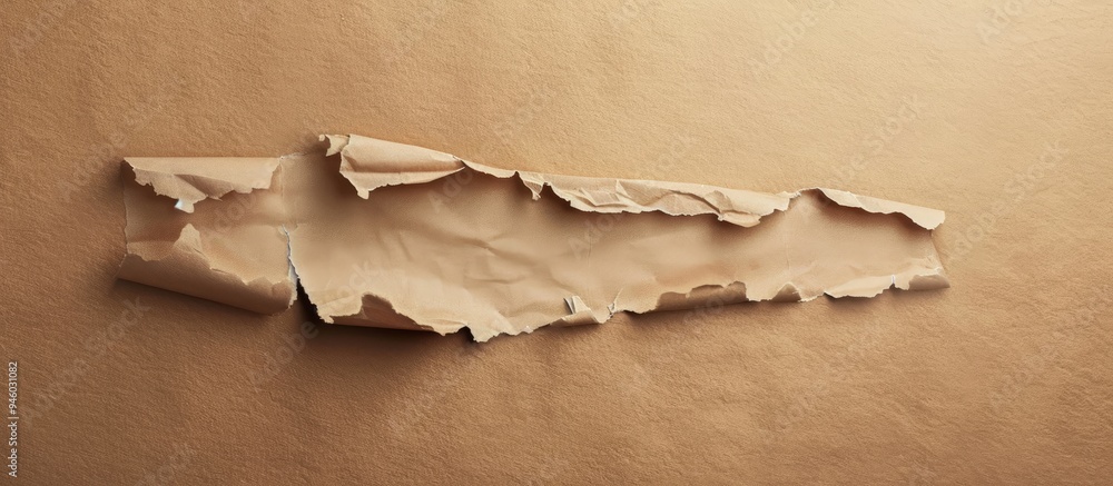 Poster torn piece of paper on a brown backdrop. copy space image. place for adding text and design