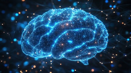 Obraz premium Digital Brain Network Abstract Artificial Intelligence Concept