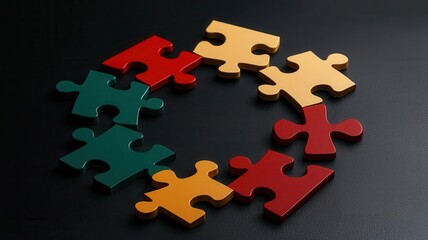 Fototapeta premium Market arrows and strategic puzzle pieces interwoven, business direction, 3D illustration