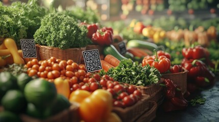 Fresh Produce Market Stall with QR Codes