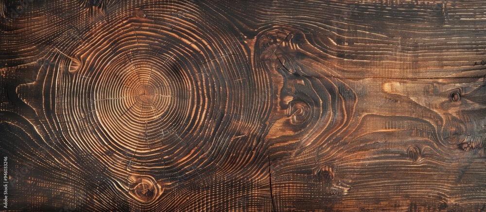 Poster brown wooden background cross section of a tree showcasing annual rings oak wood blank space for tex