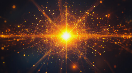 Fototapeta premium Abstract light explosion and network points, dot, earth's surface, digital background Innovation network points Earth's surface wave background digital wave information technology background