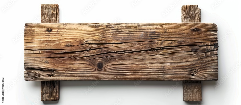 Poster wooden sign set against a white background. copy space image. place for adding text and design