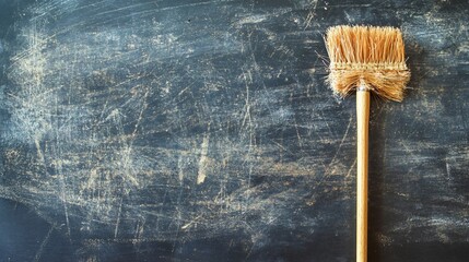 Close-up of Dirty Chalkboard with Duster - School Equipment