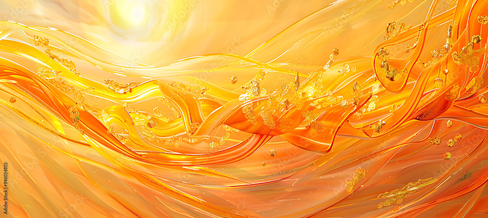 Poster an orange background with abstract shapes and lines