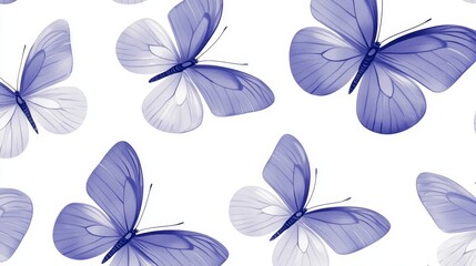 Fototapeta premium A pattern of stylized butterflies in flight, with delicate wings and intricate details