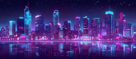 Neon Nights: A vibrant cityscape banner