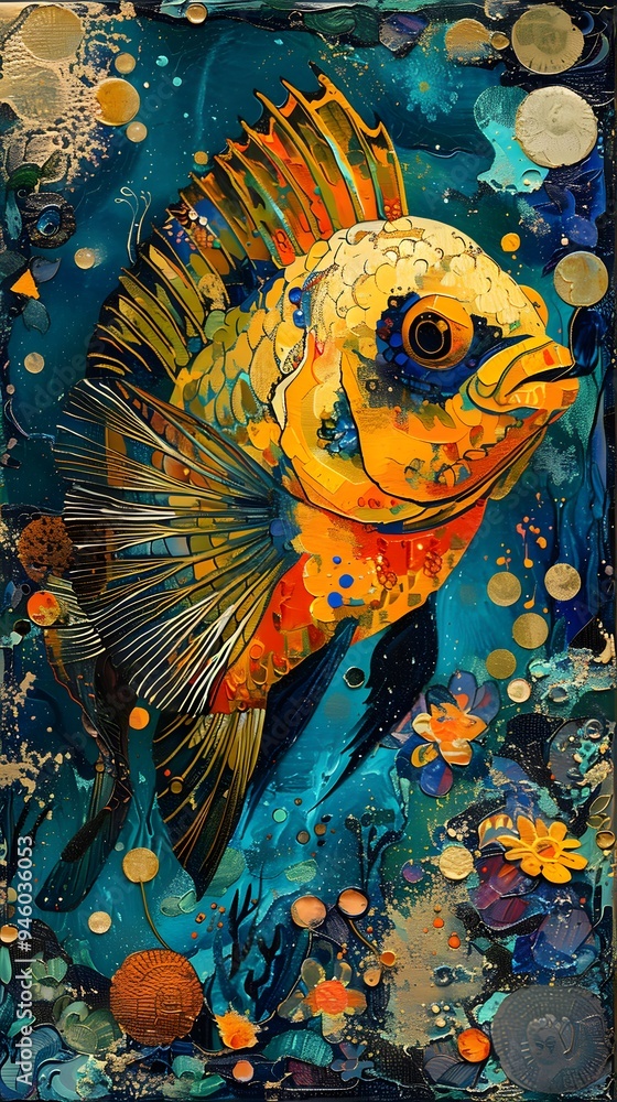 Wall mural Abstract Fish in a Colorful World.