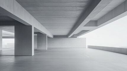 Fototapeta premium Modern architectural space with minimal design features and natural light during daytime