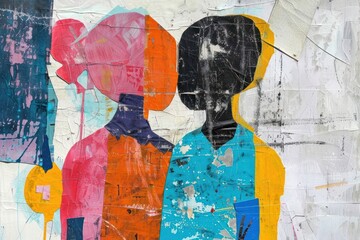 Fototapeta premium Couple art painting collage.