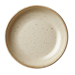 modern beige ceramic plate top view isolated on transparent or white background