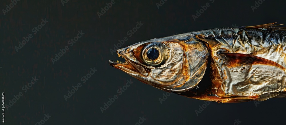 Poster dried horse mackerel purchased from the supermarket. copy space image. place for adding text and des
