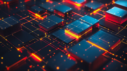 Abstract square business connection of lines from nodes It is connected to endless nodes and represents the innovation of communication in the network.

