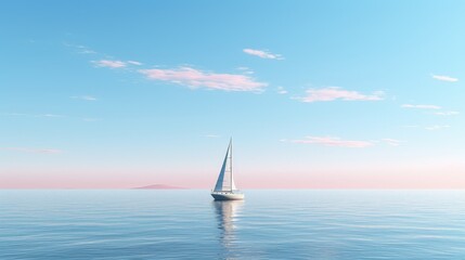 Fototapeta premium Sailboat on a Tranquil Sea