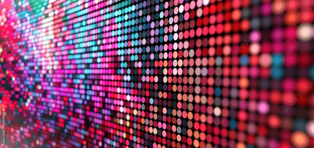 Aufkleber close-up of colorful led light panel with abstract circular patterns in a digital background display