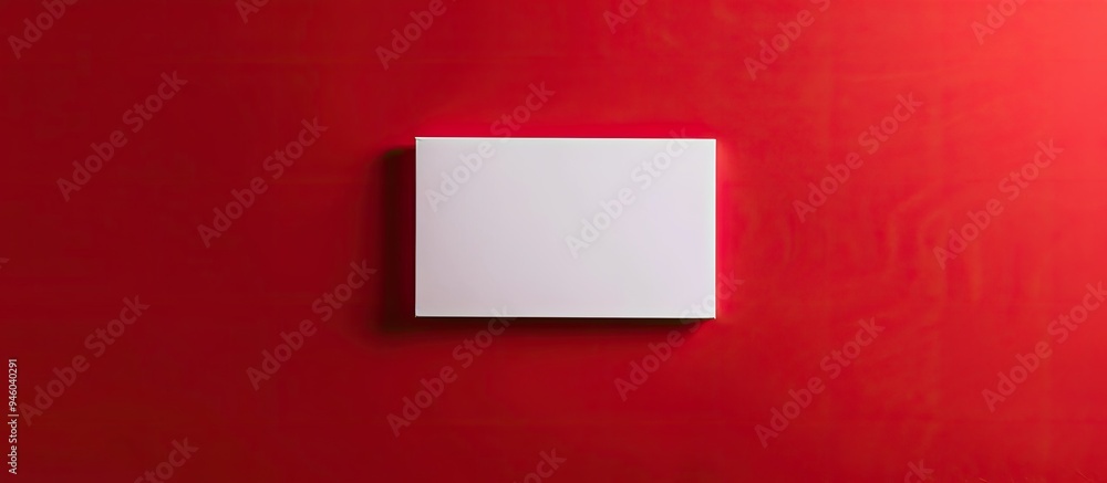 Poster frame set against a red background. copy space image. place for adding text and design