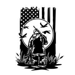 US Duck Hunter | Duck | Duck Hunting | Outdoor Hunting Scene | Wildlife | Hunting Scene | Hunter Dad | Hunting Season | Original Illustration | Vector and Clipart | Cutfile and Stencil