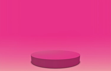 A simple pink podium on a pink background. Perfect for showcasing products or branding. 