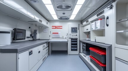 Mobile Medical Unit Interior with Equipment and Storage