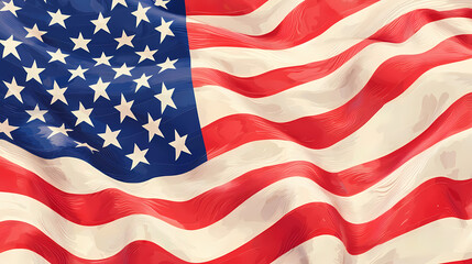 Fototapeta premium Waving American Flag in Artistic Style