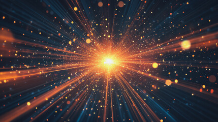 Obraz premium Abstract light explosion and network points, dot, earth's surface, digital background Innovation network points Earth's surface wave background digital wave information technology background