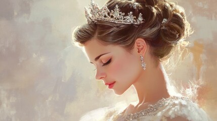Naklejka premium Elegant Bride with Diamond Tiara