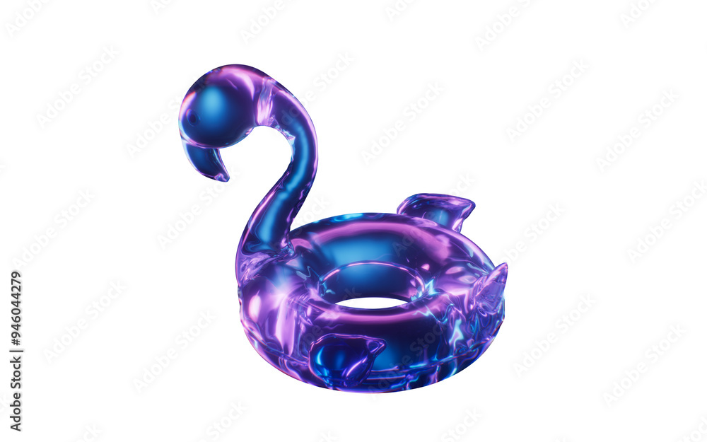 Poster soft flamingo balloon with neon style, 3d rendering.