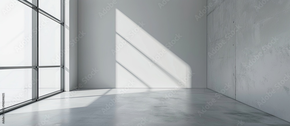 Poster empty gray room prepared for occupants to move in. copy space image. place for adding text and desig