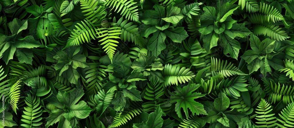 Canvas Prints closeup of a background featuring a green fern pattern texture of fresh green leaves copy space