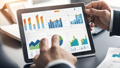 Fototapeta premium Graphical Chart analytics of business created using generative ai tool