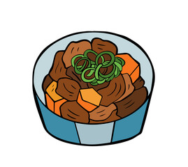 筆絵　牛すじ煮込み　居酒屋メニュー
