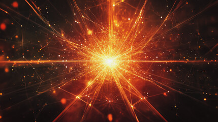 Obraz premium Abstract light explosion and network points, dot, earth's surface, digital background Innovation network points Earth's surface wave background digital wave information technology background