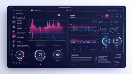 Futuristic Interface Design  Dashboard with Data Analytics and Charts