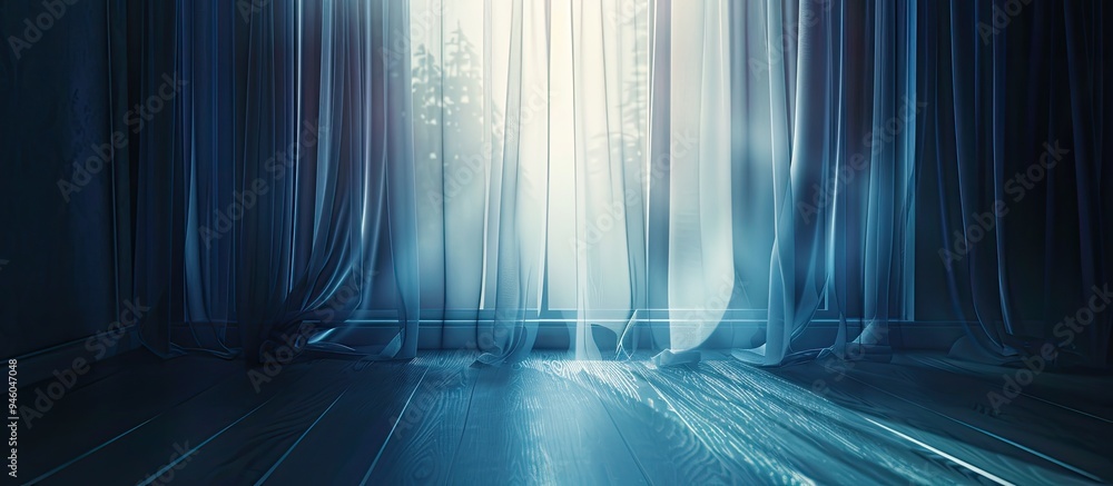 Aufkleber abstract light from a window and curtain with copy space used as a background or wallpaper concept
