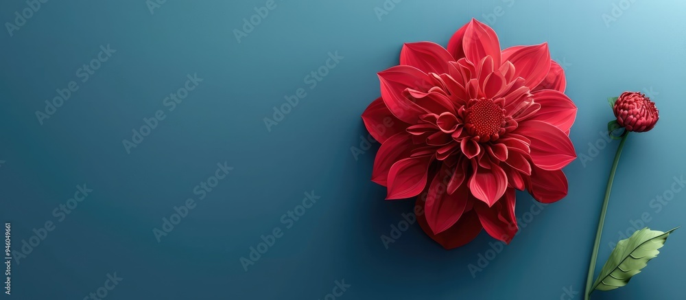 Poster attractive red flower for a background. copy space image. place for adding text and design